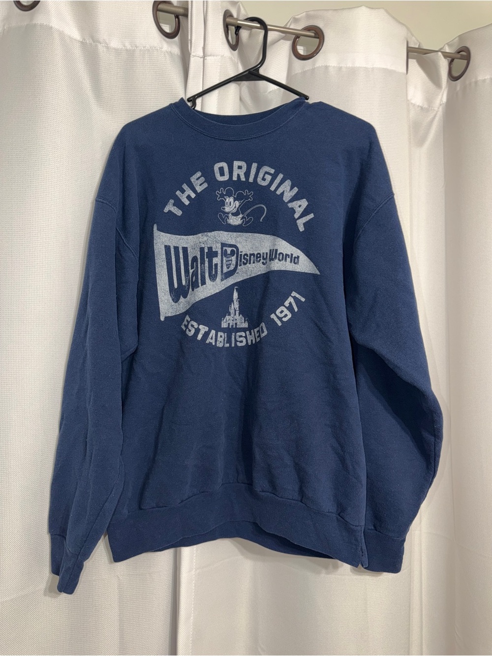 Disney Parks by Hanes Navy Crewneck Sweatshirt with Walt Disney World Graphic